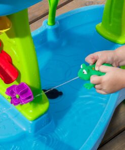 Step2 Rain Showers Splash Pond Toddler Water Table, Outdoor Kids Water Sensory Table, Ages 1.5+ Years Old, 13 Piece Water Toy Accessories, Blue & Green Without Umbrella PlaySet 32 814RisaBRUL 2