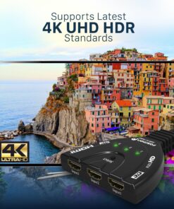 Fosmon 4K HDMI Switch 3 in 1 out 4K@30Hz, 3-Port HDMI Splitter Hub Switcher Auto Switching UHD 3D HDR HD 1080P HDCP, for HDTV, PS5/4, Xbox, Fire Stick 3-Port / 4K@30Hz 19 814SAieNnKL