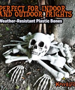 Kangaroo Halloween Bag of Skeleton Bones and Skull- Halloween Graveyard Props- Haunted House Lawn Yard Decorations- Scary Halloween Decorations 30 Pieces Bag of Plastic Bones 30 814Szg sffL