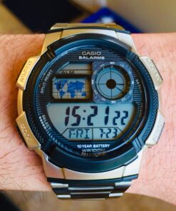 Casio Men's AE1000WD-1AVCF Silver-Tone Digital Watch 32 814V 0psBSL