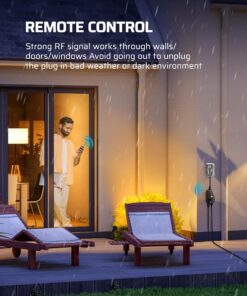 DEWENWILS Light Sensor Timer Waterproof, Plug in Timer Switch, 100 ft Range Remote Control with 2 Grounded Electrical Outlets for Outdoor String Lights, 15A 1/2HP UL Listed 27 814Vx0FAdaL