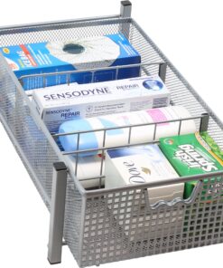 Alternative view of DecoBros Mesh Cabinet Basket Organizer with Split Card, Silver (Medium - 9.4 x 15.3 x 5) Medium - 9.4 x 15.3 x 5