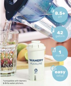 WAMERY Certified Alkaline Water Filter Replacement Fits Brita and Wamery Pitcher Cartridges 3-Pack, Increases Water pH. 3 Pack 21 814Ytb Dc7L
