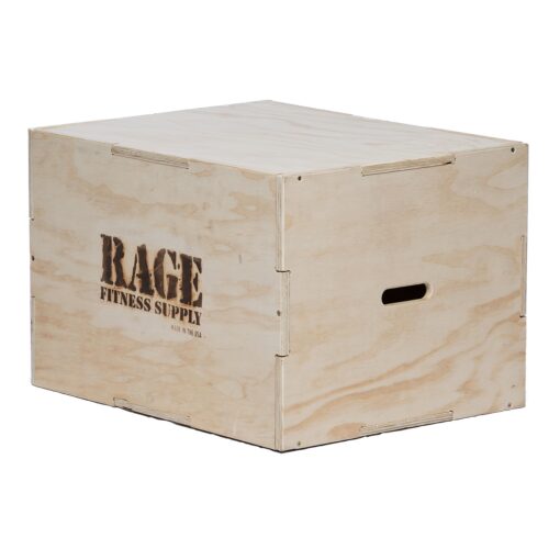 Rage Fitness 3 in 1 Wooden Plyo Box | 20"/ 24"/ 30" | Anti-Slip Plyometric Jump Box Perfect for Skipping, Jumping, Box Jump, Squats, Dips & More, Durable Step Up Box for Home Gym and Outdoor Workouts