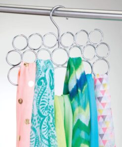 iDesign Axis Metal Loop Scarf Hanger, No Snag Closet Organization Storage Holder for Scarves, Men's Ties, Women's Shawls, Pashminas, Belts, Accessories, Clothes, 18 Loops ,0.3" x 9.9" x 11.2", Chrome 22 814bHq5cmLL