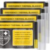 Swiss Safe Emergency Mylar Thermal Blankets + Bonus Gold Foil Space Blanket. Designed for NASA, Outdoors, Survival, First Aid, Double-Sided Black and Gold, 4 Pack Double Color Sides: Matte Black & Gold 14 814bKyx1frL