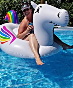 GoFloats Giant Inflatable Pool Floats - Choose Unicorn, Dragon, Flamingo, Swan, or Bull - Includes Drink Float 51 814dpOBbwL