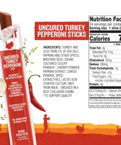 Snack Sticks by Vermont Smoke & Cure – Uncured Pepperoni – Turkey – Healthy Meat Protein – 1oz Jerky Sticks – 24 count carton 1 Ounce (Pack of 24) 22 814duGc3lcL 3