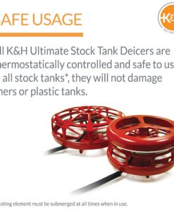 K&H Pet Products Ultimate Stock Tank Deicer w/ Cord Clip, Water Trough Heater for Horses, Cattle and Livestock, Floating and Submersible Tank Heater, Red 500 Watts 12 814eaZnTbzL