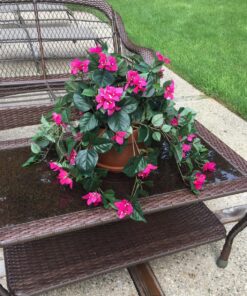 Nearly Natural Bougainvillea Basket Silk 1 Artificial Hanging Plant, 32 x 32 x 24, Green, Pink 55 814ielAXAhL