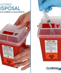 Oakridge Products Sharps Container for Home Use and Professional 1 Quart (3-Pack), Biohazard Needle and Syringe Disposal, Small Portable Container for Travel, CDC Certified 3 21 814jMH8GeoL