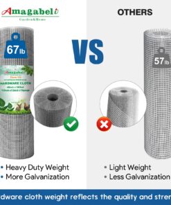 AMAGABELI GARDEN & HOME Hardware Cloth 1/2 inch 48inx100ft Galvanized After Welding 19 Gauge Square Chicken Wire Fence Mesh Roll Raised Garden Bed Plant Supports Poultry Netting Cage Snake Fence JW008 1/2inch 48inx100ft 27 814l8AR2MHL 3
