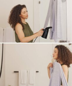 Pure Enrichment® PureSteam™ Portable Handheld Garment Steamer - Ideal for Home or Travel, Fast Heating, Removes Wrinkles on Clothes and Fabric, Auto Shut-Off Safety Feature (Black) Black 23 814o42iP3BL