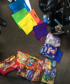 Aneco 50 Pieces 9.5 by 11.5 Inches Non-woven Bags Poly Goodie Treat Bag Rainbow Colors Tote Bag Party Gift Handles Bag Party Favors, 10 Colors 35 814oONu6uJL