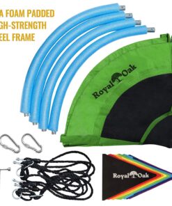 Royal Oak Saucer Tree Swing,Giant 40 Inches with Carabiners and Flags, 700 lb Weight Capacity, Steel Frame, Waterproof, Easy to Install with Step by Step Instructions, Non-Stop Fun! (Green) Green 23 814oitOrcAL