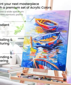 ARTEZA Acrylic Paint, Set of 60 Colors, 0.74 oz/22 ml Tubes, includes 5 Metallic Colors, Rich Pigments, Non-Fading, Non-Toxic Paints for Artist & Hobby Painters, Art Supplies for Painting 60 x 22ml (0.74 fl oz) 32 814ouNziLcL