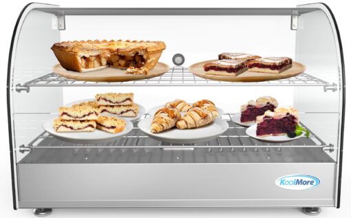 KoolMore 22" Commercial 2 Shelf Countertop Food Warmer Display Case - 1.5. cu ft., Silver, Model:HDC-1.5C 1.5 cu. ft.