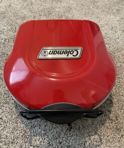 Coleman Fold N Go Propane Grill, Portable & Lightweight Grill with Push-Button Starter, Adjustable Burner, Built-In Handle, & 6,000 BTUs of Power for Camping, Tailgating, Grilling Red 36 814scrV4nDL