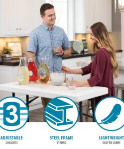 LIFETIME 80160 Commercial Height Adjustable Folding Utility Table, 4 Feet, White Granite 35 814soNqc3yL