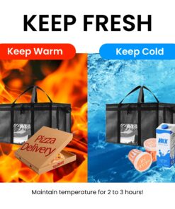 NZ home 3XL Insulated Cooler Bag and Food Warmer for Food Delivery & Grocery Shopping with Zippered Top, Black (1 pack) 3X-Large 1 24 814wGWvzWnL 2