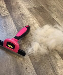 DakPets Pet Deshedding Tool | Professional Cat and Dog Brush for Shedding | Fur Deshedding Brush and Pet Hair Remover for Cats and Dogs | Stainless Steel Cat and Dog Shedding Brush for Pet Grooming Hot Pink 62 814yXbvgGrL