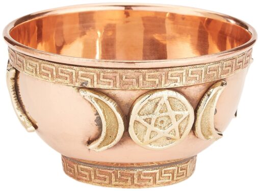 Triple Moon Pentacle Copper Incense Burner 3"