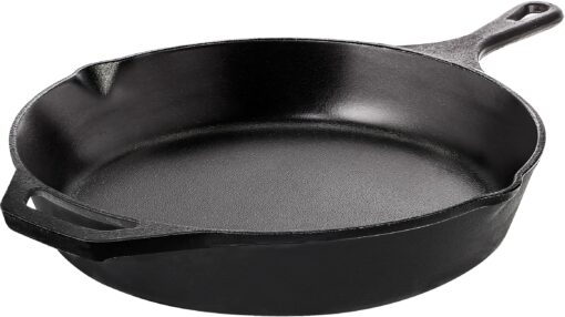 Utopia Kitchen Saute Fry Pan - Chefs Pan, Pre-Seasoned Cast iron Skillet - Frying Pan 10.25 Inch - Safe Grill Cookware for indoor & Outdoor Use - Cast Iron Pan (Black) Black