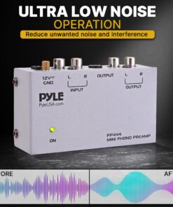 Pyle Phono Turntable Preamp - Mini Electronic Audio Stereo Phonograph Preamplifier with RCA Input, RCA Output & Low Noise Operation Powered by 12 Volt DC Adapter (PP444),Gray Basic model 25 8152bsvmJL