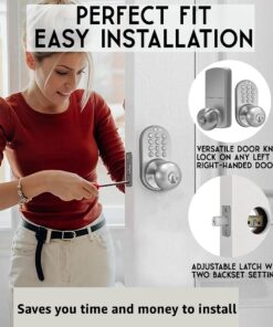 MiLocks TKK-02SN Tkk-Sn Digital Door Knob Lock with Electronic Keypad, Satin Nickel, Keypad, Keyless 21 8152qTPceoL