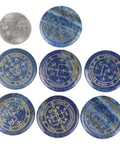 mookaitedecor 7 Piece Lapis Lazuli Stones with Engraved Magic Archangel Symbol Polished Palm Stone for Reiki Crystal Healing #2-lapis Lazuli/Magic Archangel Symbol(set of 7) 11 8152w Jo6UL