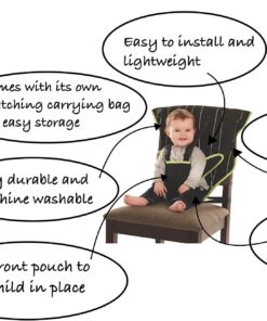 The Original Easy Seat Portable Safety Harness Chair Accessory (Black) - Quick, Easy Cloth Portable High Chair for Travel, Fits in Your Hand Bag as a Convenient Baby Travel Accessory Black 26 8155e9YxdL