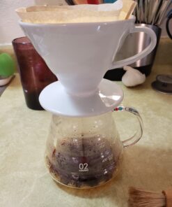 Hario V60 Ceramic Coffee Dripper Pour Over Cone Coffee Maker Size 02, White 44 8158GpkXL