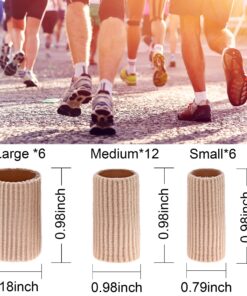 24 Pieces Toe Tubes 0.98 Inches Toe Cushion Tube Corn Pads for Toes Sleeves Soft Gel Protectors for Cushions Corns Blisters Calluses Toes and Fingers 3 Size (Brown) Brown 12 8158rK2ZHxL