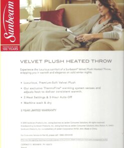 Sunbeam Velvet Soft Plush Heated Throw Blanket Size: 50 x 60 3 Heat Setting Remote Control Auto Off (Cocoa (Beige/Tan/Brown)) Cocoa Beige Tan 5 815A2n83WfL