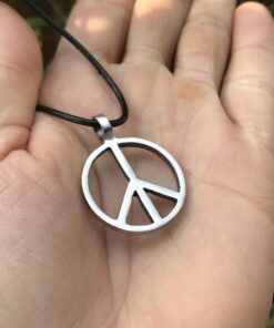 Trilogy Jewelry Pewter Classic Peace Sign Love Hippie Pendant on Leather Necklace 13 815B7ilUoQL
