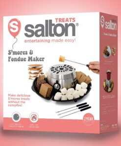 Salton Electric S'Mores Maker - Perfect Gift for Date Night - Temperature Control, 4 Lazy Susan Trays & 4 Roasting Skewers Included 18 815DXXC3kBL