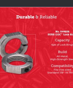 Hornady Sure-Loc Lock Rings, 6 Pack, 044606 - Fits on Standard 7/8-14 Inch Threaded Dies & Accessories - Split Ring Design Die Lock Rings Applies Constant Pressure & Wrench Flats for Easy On/Off 12 815G6DKkjoS