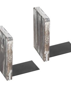 MyGift Torched Wood and Metal Bookends, Decorative Desktop Book Stand Holder Desk Organizer, 1 Pair 12 815KJna6oDL