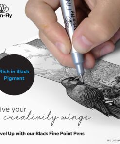Art-n-Fly Black Fine Point Pens (Set of 6) | Drawing Fineliner Ink Pens with Japanese Archival Ink | Black Pens with Various Size Tip | No Bleed & Quick-Dry Fine Point Pen for Drawing & Sketching 6 Pack 30 815LfyzhGGL