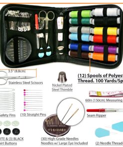 Alternative view of Small Sewing Kit Basic – Easy to Use Needle and Thread Kit with Sewing Supplies and Accessories - Portable Sewing Kit for Beginners - Travel Sewing Kit for Adults for Emergency Clothing Repairs Small (12 Threads) Smooth Black