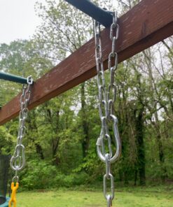 Jungle Gym Kingdom Swing Sets for Backyard, Monkey Bars & Swingset Accessories - Set Includes 18" Trapeze Swing Bar & 48" Heavy Duty Chain with Locking Carabiners - Outdoor Play Equipment (Green) Green 42 815MS4cd1XL