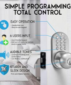 MiLocks TKK-02SN Tkk-Sn Digital Door Knob Lock with Electronic Keypad, Satin Nickel, Keypad, Keyless 20 815MXkrEesL