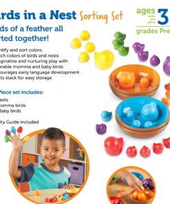 Learning Resources Birds in a Nest Sorting Set, Fine Motor Set, Color Sorting Set for Toddlers, 36 Pieces, Ages 3+ 15 815R8NjjApL