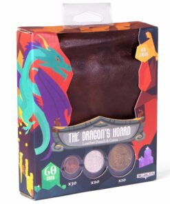 The Dragon's Hoard: 60 Real Metal Fantasy Coins with Leather Pouch | Board Game Accessory for Tabletop RPG Role-Play Strategy Games | Bronze, Silver, and Gold Colored Coins 25 815SfTj2fzL