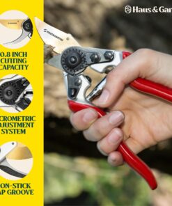 Haus & Garten PrecisionPRO 8" Titanium Pruning Shears - Heavy Duty Professional Bypass Pruner - Use As Rose Clippers, Premium Gardening Secateurs, Garden Scissors, Handheld Yard, Tree, & Plant Tool 21 815TRRwe52L