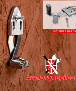 Alternative view of Armory Replicas Premium Metal Single Sword Wall Mount - Universal Holder & Multifunctional Adjustable Display - Vertical Wall Sword Display Hook (Black & Chromium) Chrome