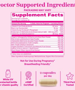 Pink Stork Postpartum Mood Support - Postnatal Hormone Balance for Women - Stress and Cognitive Support for New Moms with Ashwagandha, Chamomile, DHA, Vitamin D, & B12-60 Capsules 14 815VlVrXljL