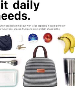 BALORAY Lunch/Tote Bag for Women Lunch Box Insulated Lunch Container Black white stripes M 19 815X HDjT9L