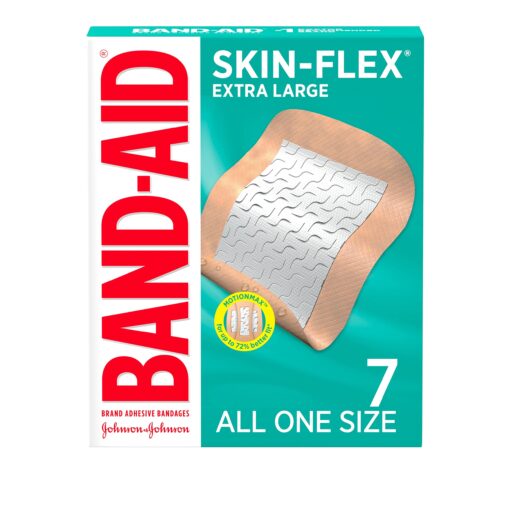 Band-Aid Brand Skin-Flex Adhesive Bandages for First Aid and Wound Care of Minor Cuts and Scrapes & Burns, Flexible Sterile Bandages for Fingers & Knees, Extra Large, All One Size, 7 ct 7 Count (Pack of 1)