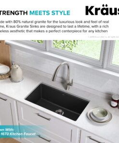 Kraus KGU-413B Undermount Single Bowl Granite Kitchen Sink, 31 Inch, Black 37 815ZE6g0OlL